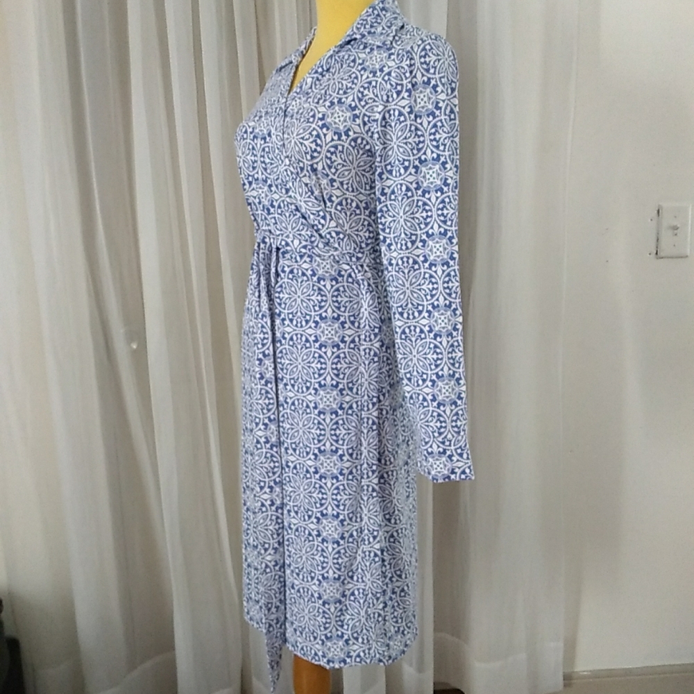 Pendleton Blue White Patterned Wrap Dress Size Mp - image 6